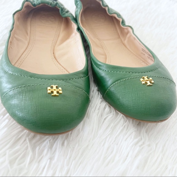 SOLD Tory Burch York Emerald Leather Ballerina Size 5.5 - Picture 6 of 11